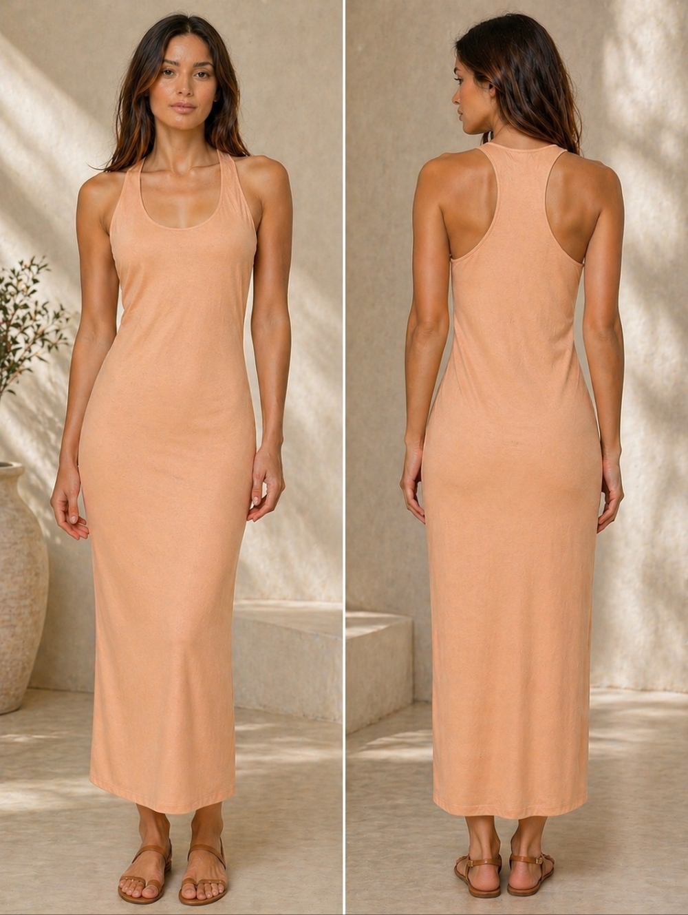 J.Crew Peach Slip Dress Sz 8 NWT Maxi 90s Minimalist Quiet Luxury Racerback